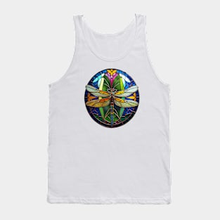 Stained Glass Dragonfly Window Tank Top